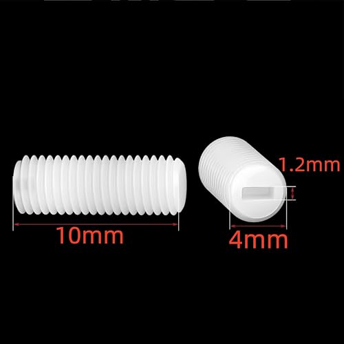 NACX M4 x 10mm Slotted Head Set Screws, Plastic Headless Grub Screws White Nylon, Metric, 150Pcs - Image 2