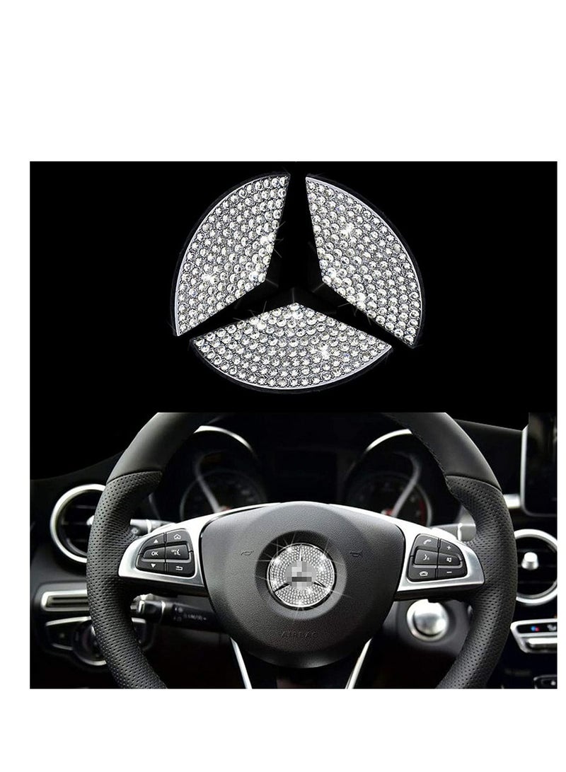 Y&D Steering Wheel Logo Caps Compatible with for Benz, DIY Diamond Crystal Emblem Accessories Interior Decorations Women, Fit Benz C E S CLA GLA GLK Class(49mm) - Image 1