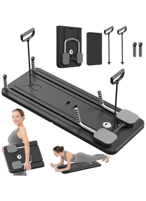 Pilates Board - Pilates Reformer Set Multi-Purpose Foldable Pilates Reformer Board for Home 5 in 1 Pilates Sliding Board (Black)