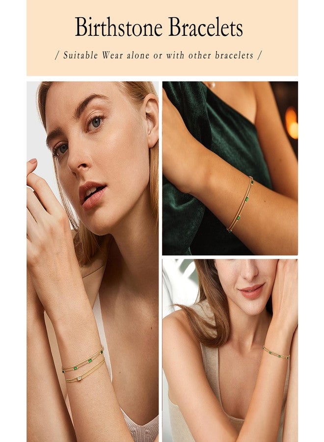FANZE 925 Sterling Silver Birthstone Bracelets for Women, Bracelets for Women Trendy, Opal Bracelets Cubic Zirconia Bracelets, Birthday Christmas Anniversary Graduation Gifts - Image 3