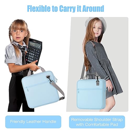 MoKo Zipper Binder, 2 Inch 3 Ring Binder with 500 Sheets Capacity & Shoulder Strap & Handle, Multi-Pocket Zipper Organizer for Middle School, Blue & Gray - Image 5
