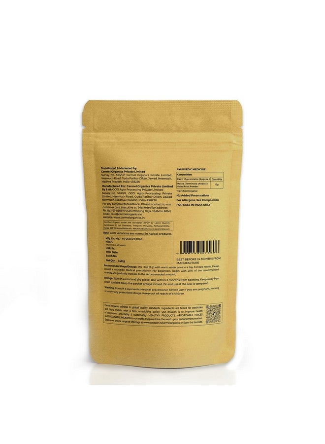 CARMEL ORGANICS CARMEL ORGANICS Harad/Haritaki Powder(340 Grams) | Jaivik Bharat Certified | Terminalia Chebula | Kadukkai Podi/Karakkaya Pudiyamu | No Added Preservatives  - Image 2