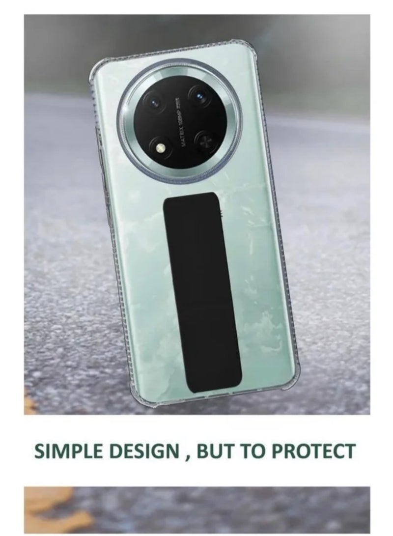 Case Cover For Honor X9c With Magnetic Hand Grip 3 in 1 Clear / Black