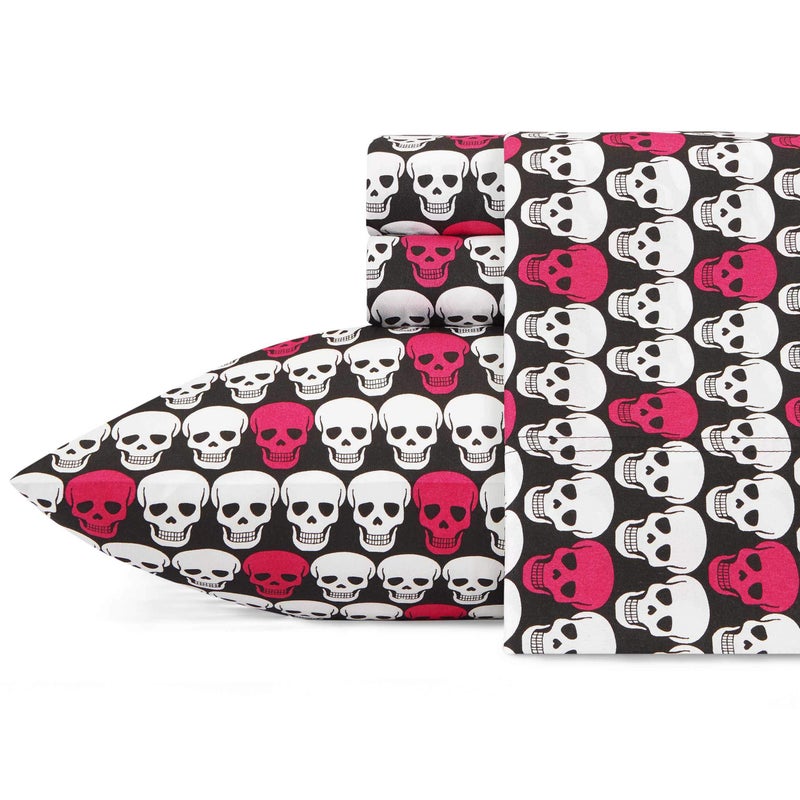 Betsey Johnson - King Bed Sheets, Soft & Lightweight Bedding, Fade & Wrinkle Resistant (Skulls, King) - Image 1