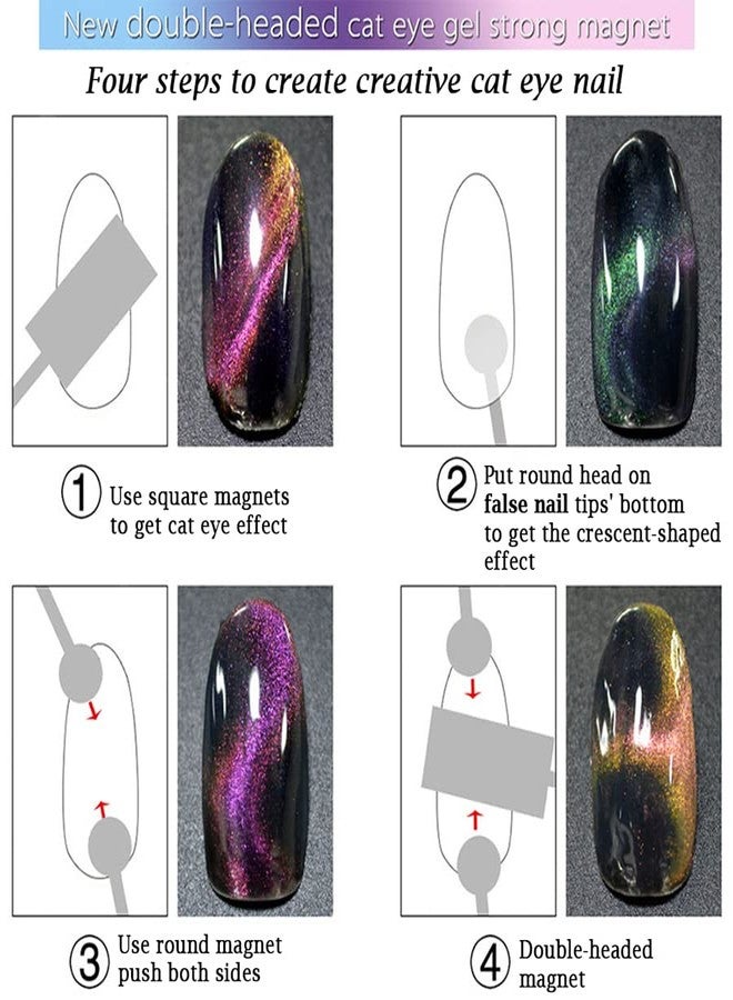 AKOAK 1 Pack Double Head Powerful Cat Eye Magnet Stick 3D Magic Cat Eye Gel Magnet, Nail Art DIY Tool - Image 4