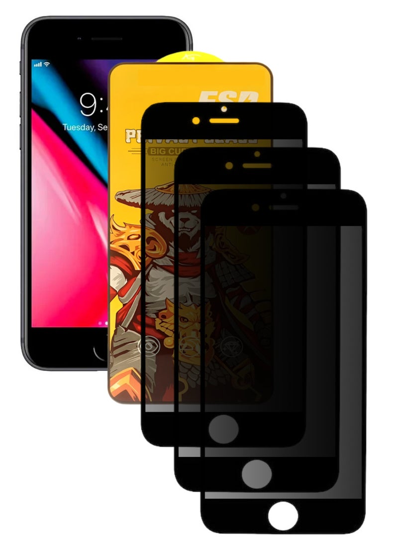 ESD 3 Pieces Tempered Dustproof Privacy Glass Screen Protector Compatible For iPhone 8 Plus - Image 1