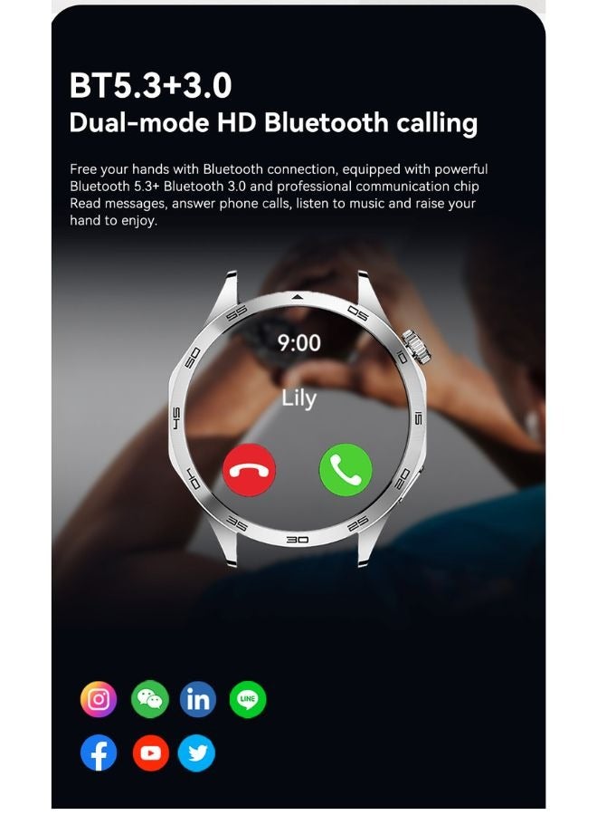 TELUX NEO Smart Calling Watch with 1.43” AMOLED Display, 2 Straps (Stainless Steel & Silicone), Heart Rate & BP Monitoring, Sleep Tracking, IP67 Waterproof, 10-Day Battery, Android & iOS App (Black) - Image 5