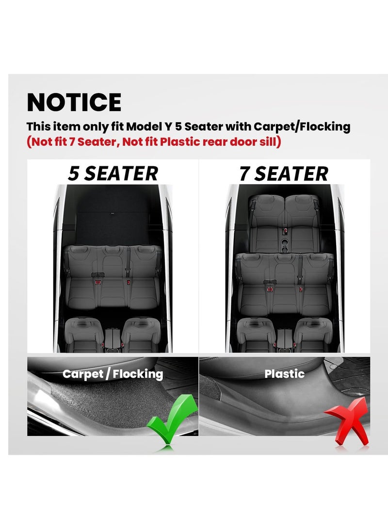 Zikra Tesla exterior modification accessories, Door Sill Protector for 2023 Tesla Model Y 5 Seater (Not fit 7 Seater) Matte TPE & ABS Front and Rear Door Entry Guard Scuff Plate Accessories Carpet Rear Sill - Image 3