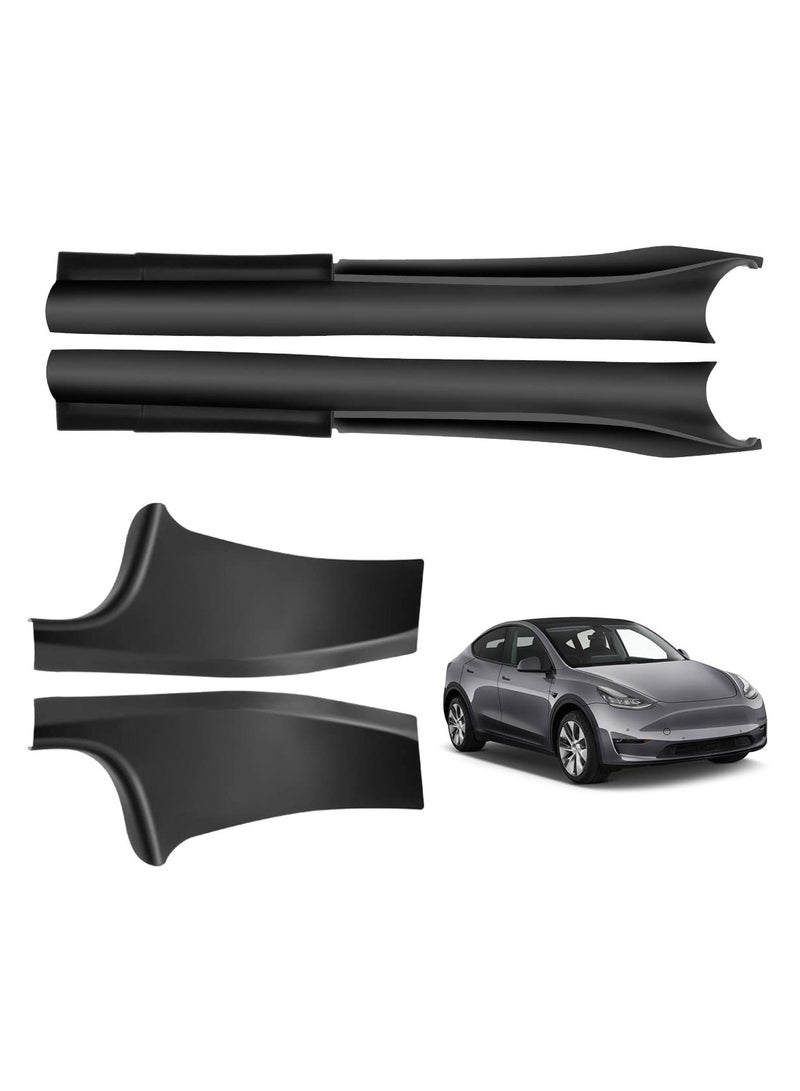 Zikra Tesla exterior modification accessories, Door Sill Protector for 2023 Tesla Model Y 5 Seater (Not fit 7 Seater) Matte TPE & ABS Front and Rear Door Entry Guard Scuff Plate Accessories Carpet Rear Sill - Image 1