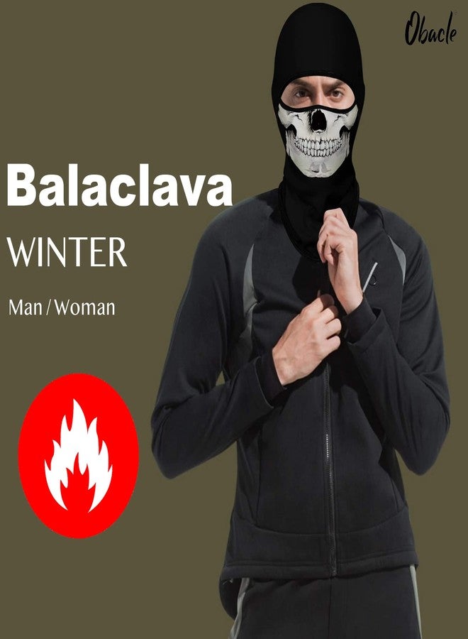 أوباكل قناع وجه أوباكل بالاكلافا للرجال والنساء للطقس الشتوي البارد والتزلج والصيد (جمجمة وجه أبيض أنف أسود) - Image 5