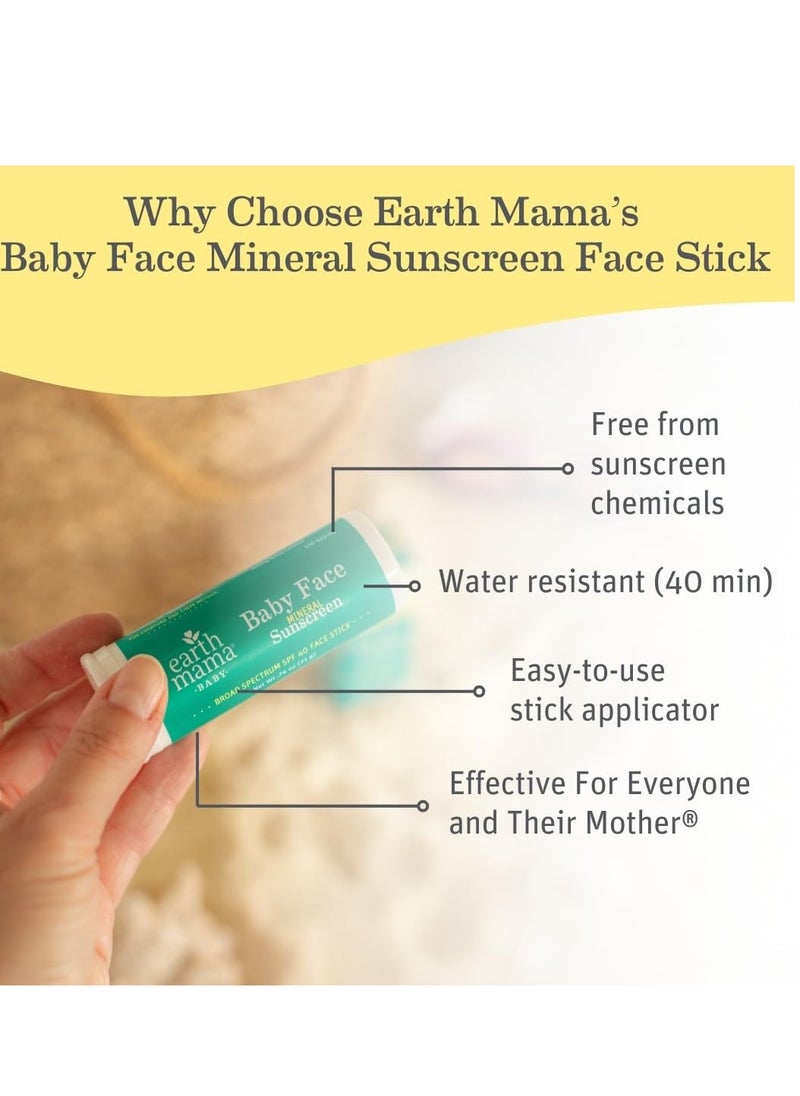 Earth Mama Earth Mama Baby Face Mineral Sunscreen Stick SPF 40 | Reef Safe, Non-Nano Zinc, Natural Water Resistant Sun Cream for Babies, Kids & Adults 0.74-Ounce, 3-Pack  - Image 3