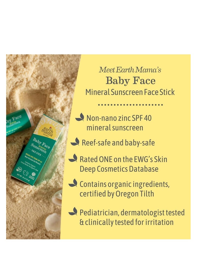 Earth Mama Earth Mama Baby Face Mineral Sunscreen Stick SPF 40 | Reef Safe, Non-Nano Zinc, Natural Water Resistant Sun Cream for Babies, Kids & Adults 0.74-Ounce, 3-Pack  - Image 4