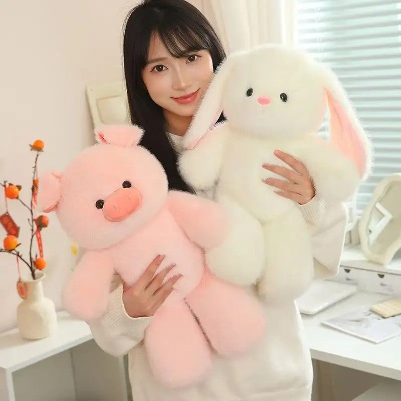Y&D Cute Stuffed Animal Plush Toys – Soft Pink Pig & Long-Ear Rabbit Teddy Bear Filled with Premium PP Cotton for Kids and Toddlers - Image 4