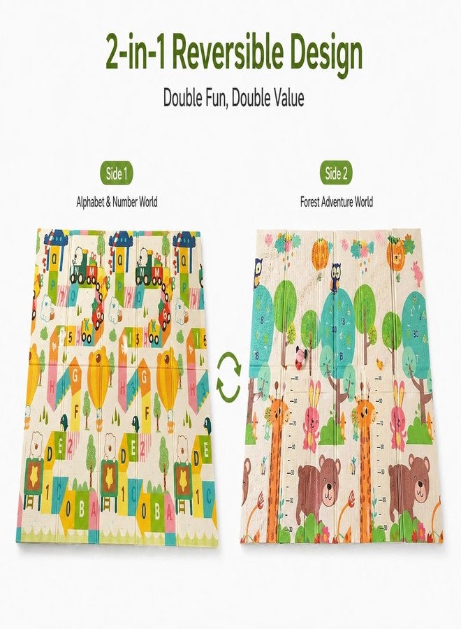 VDHJA 2-in-1 Reversible Baby Play Mat Foldable Foam Floor Mat Double Sided Alphabet & Forest Theme Kids Crawling Mat Non Slip Waterproof Cushion Playmat for Infants Toddlers Indoor Outdoor Use - Image 3