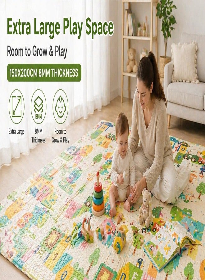 VDHJA 2-in-1 Reversible Baby Play Mat Foldable Foam Floor Mat Double Sided Alphabet & Forest Theme Kids Crawling Mat Non Slip Waterproof Cushion Playmat for Infants Toddlers Indoor Outdoor Use - Image 5