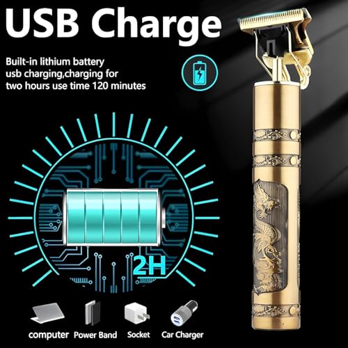 SellBotic Beard Trimmer For Men,Professional Hair Clipper,Adjustable Blade Clipper and Shaver,Close Cut Precise Hair Machine,Body Trimmer(Metal Body),Gold - Image 5