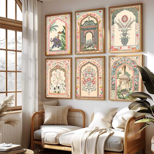 kotart Indian Traditional Art Wall Painting Madhubani Home Decoration With Frame For Living Room Bed Room Hotel Wall Decor Digital Reprint Engineered Wood Set of 6 Size10 x 13 inch - Image 1