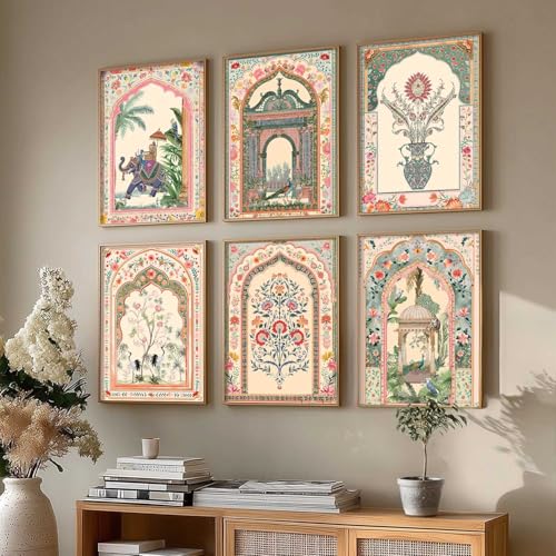 kotart Indian Traditional Art Wall Painting Madhubani Home Decoration With Frame For Living Room Bed Room Hotel Wall Decor Digital Reprint Engineered Wood Set of 6 Size10 x 13 inch - Image 3