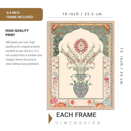 kotart Indian Traditional Art Wall Painting Madhubani Home Decoration With Frame For Living Room Bed Room Hotel Wall Decor Digital Reprint Engineered Wood Set of 6 Size10 x 13 inch - Image 2