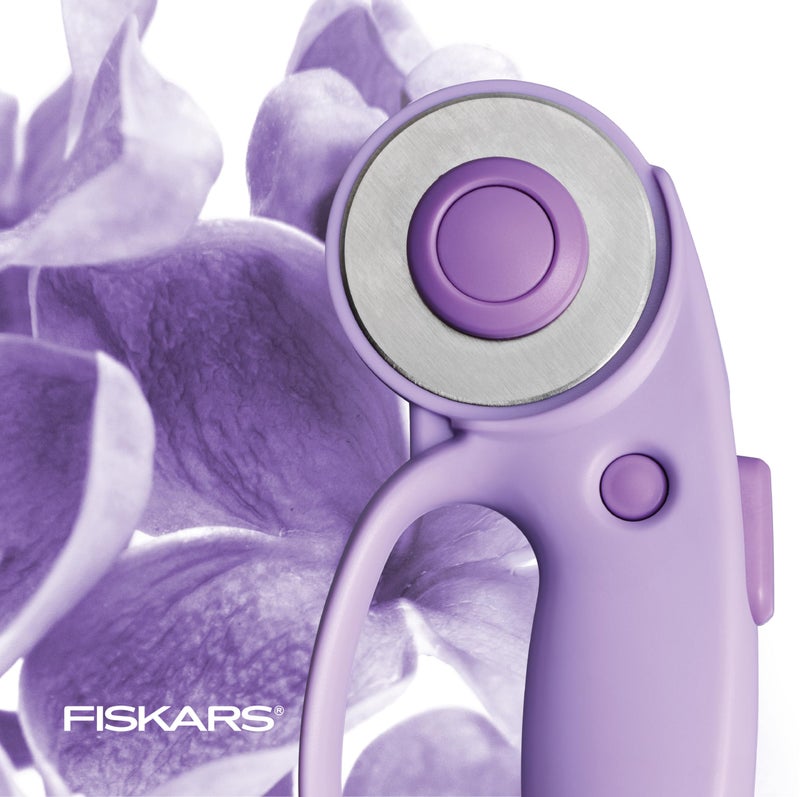 Fiskars Loop Rotary Cutter, Explore Collection Ultra Lilac, Precision-Ground Steel Blade for Fabric, Felt and Vinyl, 45mm - Image 4