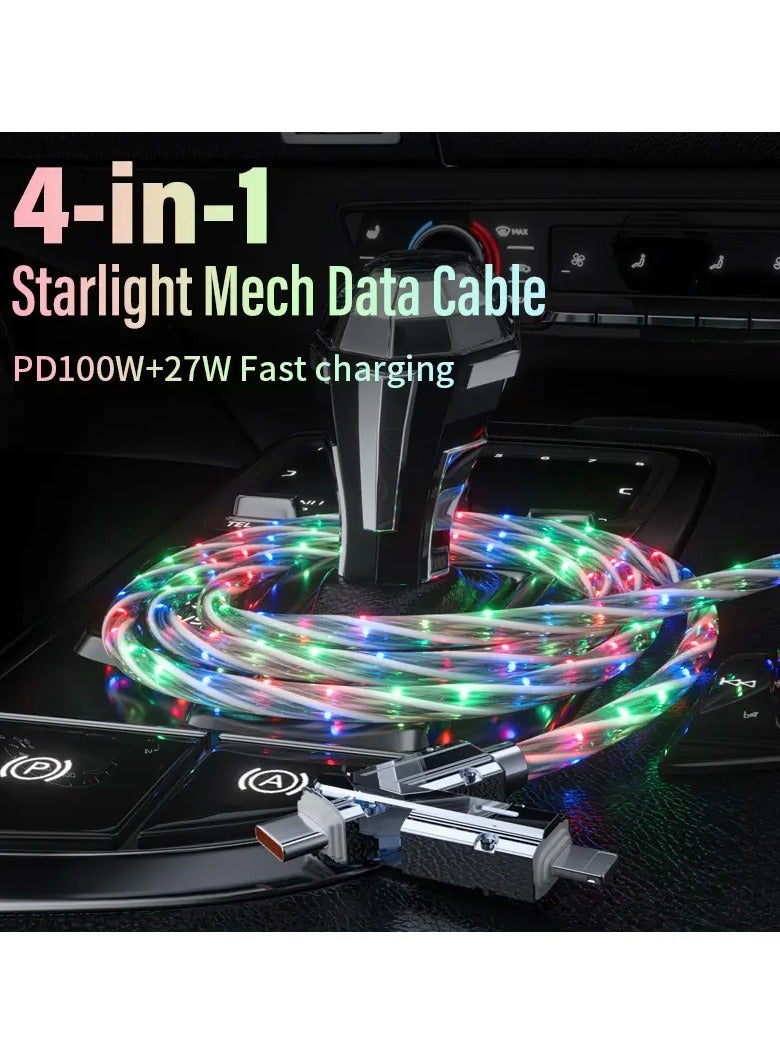 Starry LED 4-in-1 Fast Charging Cable – 100W Multicolor Zinc Alloy USB Cable (USB to iOS, Type-C to Type-C, USB to Type-C, Type-C to iOS) - Image 2