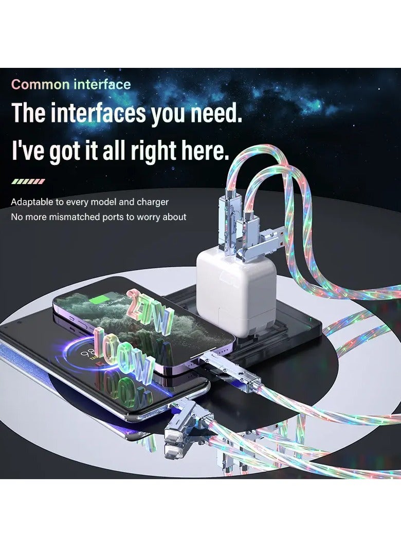 Starry LED 4-in-1 Fast Charging Cable – 100W Multicolor Zinc Alloy USB Cable (USB to iOS, Type-C to Type-C, USB to Type-C, Type-C to iOS) - Image 3