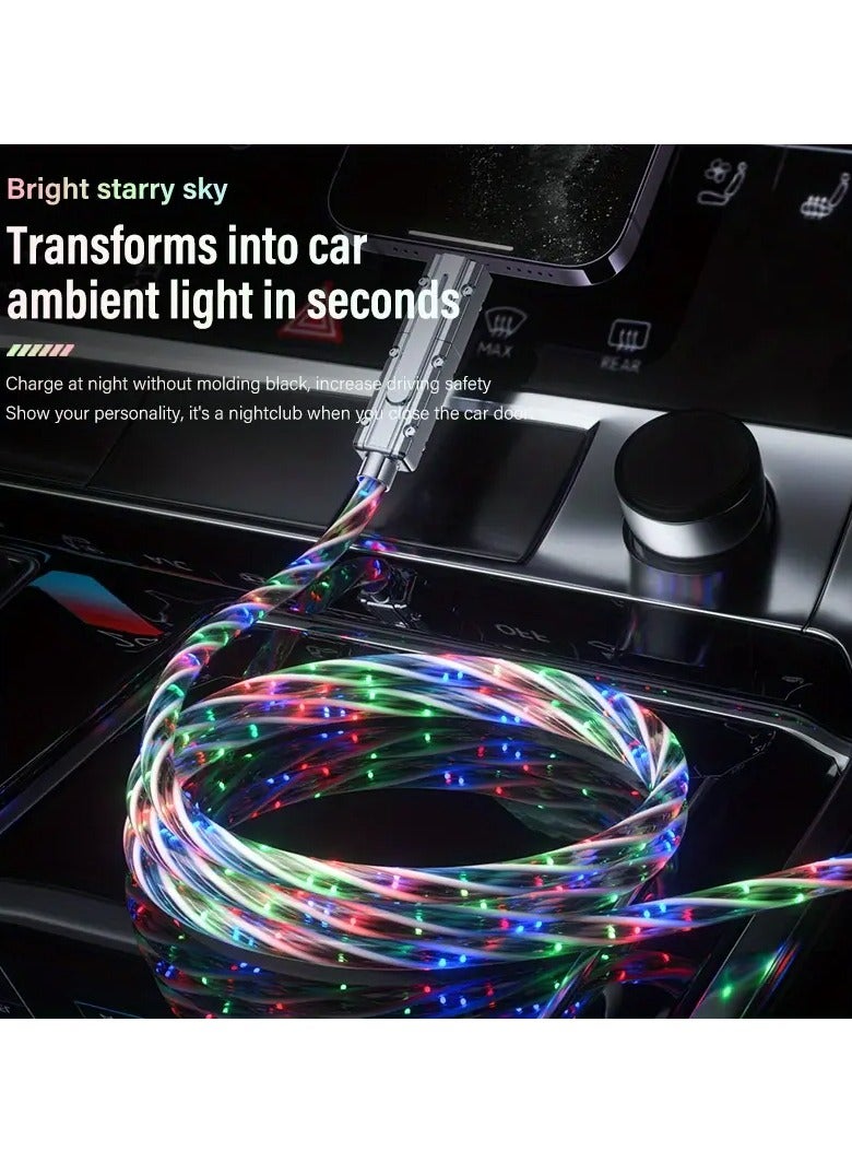 Starry LED 4-in-1 Fast Charging Cable – 100W Multicolor Zinc Alloy USB Cable (USB to iOS, Type-C to Type-C, USB to Type-C, Type-C to iOS) - Image 4