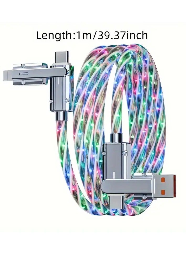 Starry LED 4-in-1 Fast Charging Cable – 100W Multicolor Zinc Alloy USB Cable (USB to iOS, Type-C to Type-C, USB to Type-C, Type-C to iOS) - Image 5
