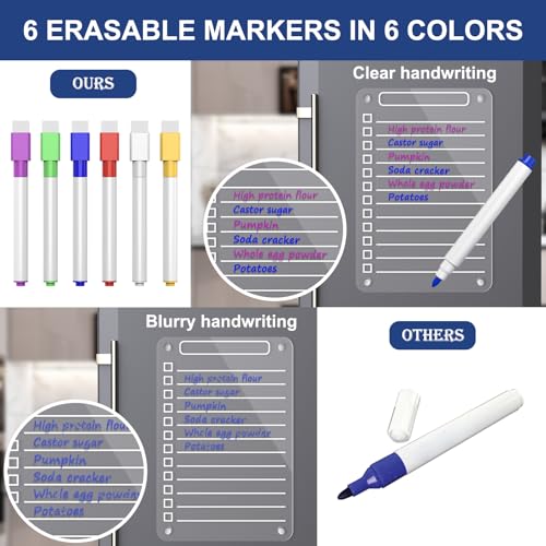 Pasenhome 2 Pcs Acrylic Magnetic Dry Erase Board for Fridge, 12"X8" Clear Magnetic to Do List White Board, Acrylic Dry Erase to Do List for Refrigerator, Magnet Whiteboard with 6 Markers - Image 4