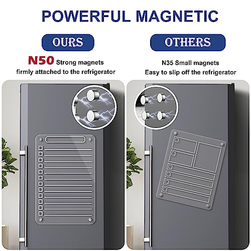 Pasenhome 2 Pcs Acrylic Magnetic Dry Erase Board for Fridge, 12"X8" Clear Magnetic to Do List White Board, Acrylic Dry Erase to Do List for Refrigerator, Magnet Whiteboard with 6 Markers - Image 5