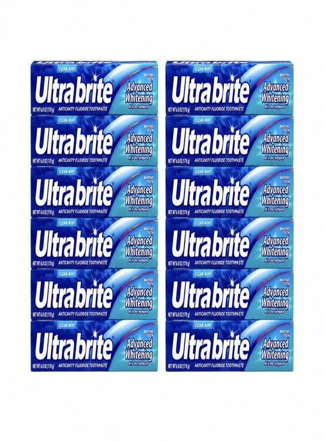 toovaloo Ultra Brite Advanced Whitening Anticavity Fluoride Toothpaste, Clean Mint Flavor, 6 oz. (Pack of 12 - Image 1