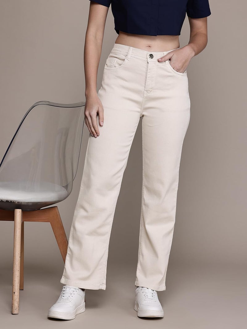 Nifty Women's Denim Straight Fit Boyfriend Jeans (1439_CREEM_30_Cream_30) - Image 2