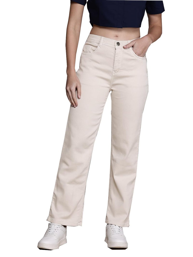Nifty Women's Denim Straight Fit Boyfriend Jeans (1439_CREEM_30_Cream_30) - Image 1