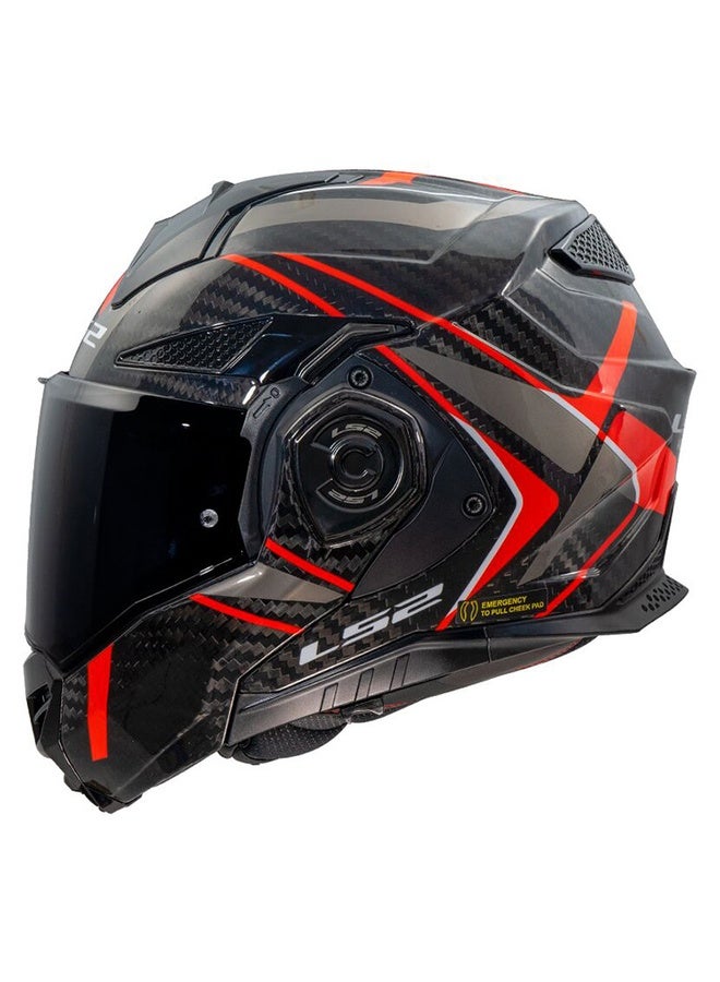 ADVANT X Carbon Modular Motorcycle Helmet Carbon Red Size L | Flip-Up 180° Carbon Fiber Helmet