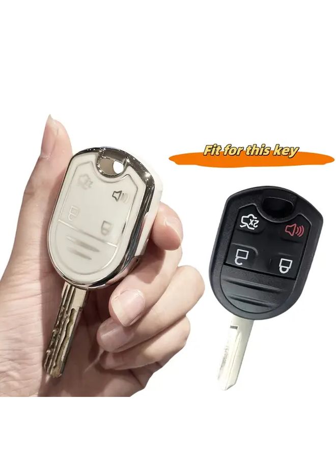 غطاء مفتاح السيارة الناعم الممتاز من مادة TPU مع حزام رقبة باللون الأبيض لسيارات Ford F150 وF250 - Image 3