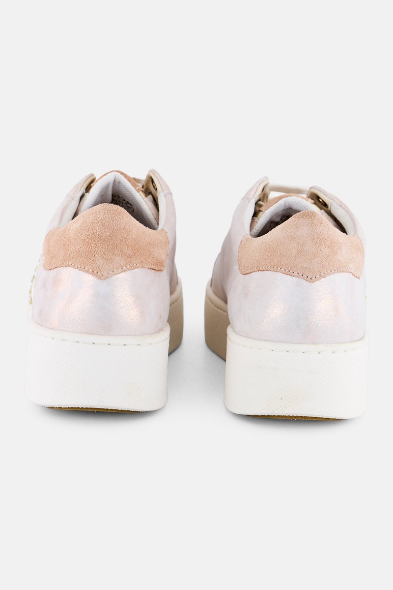 GEOX Women Lace Up Casual Shoes, Rose Gold  - Image 3