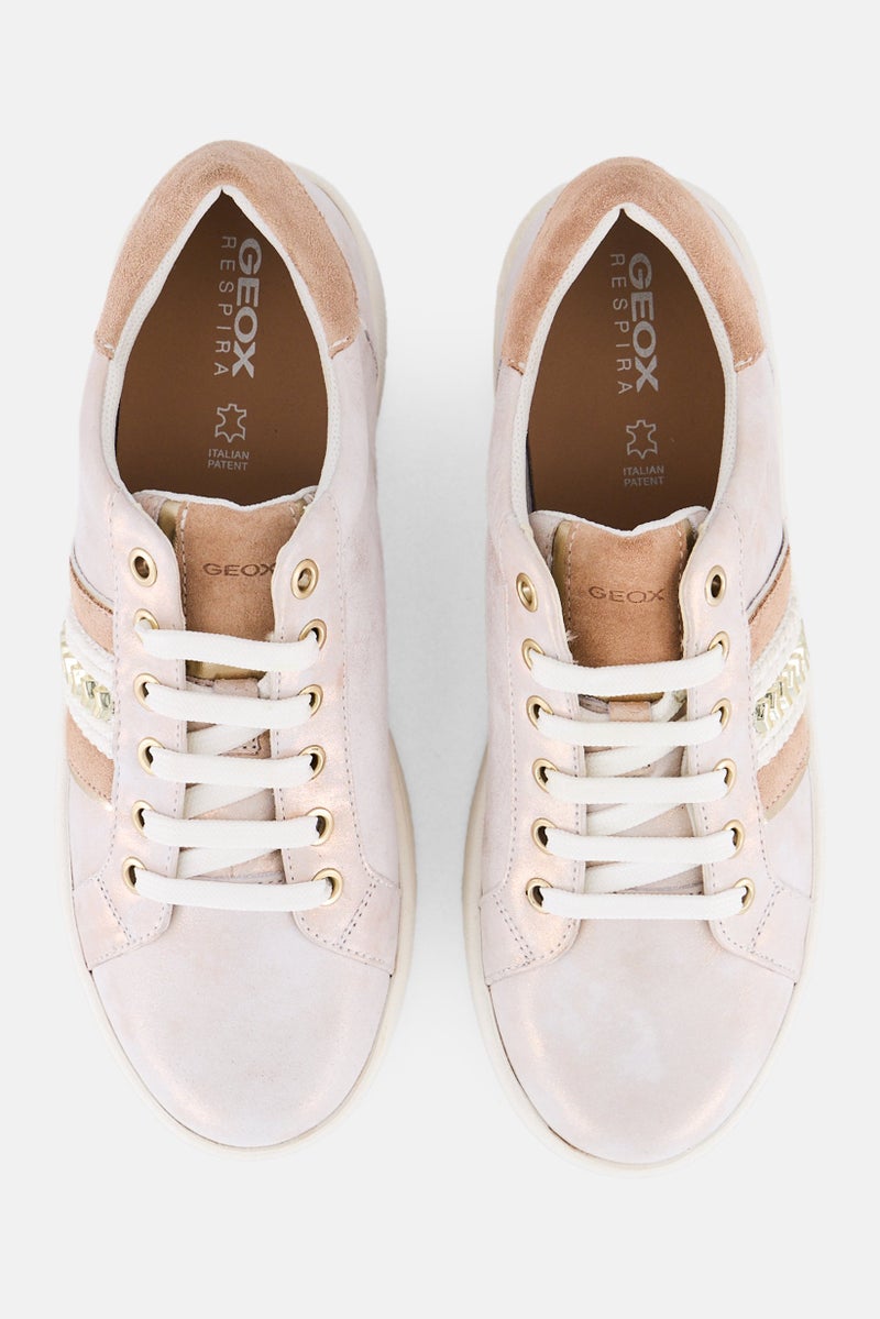 GEOX Women Lace Up Casual Shoes, Rose Gold  - Image 2