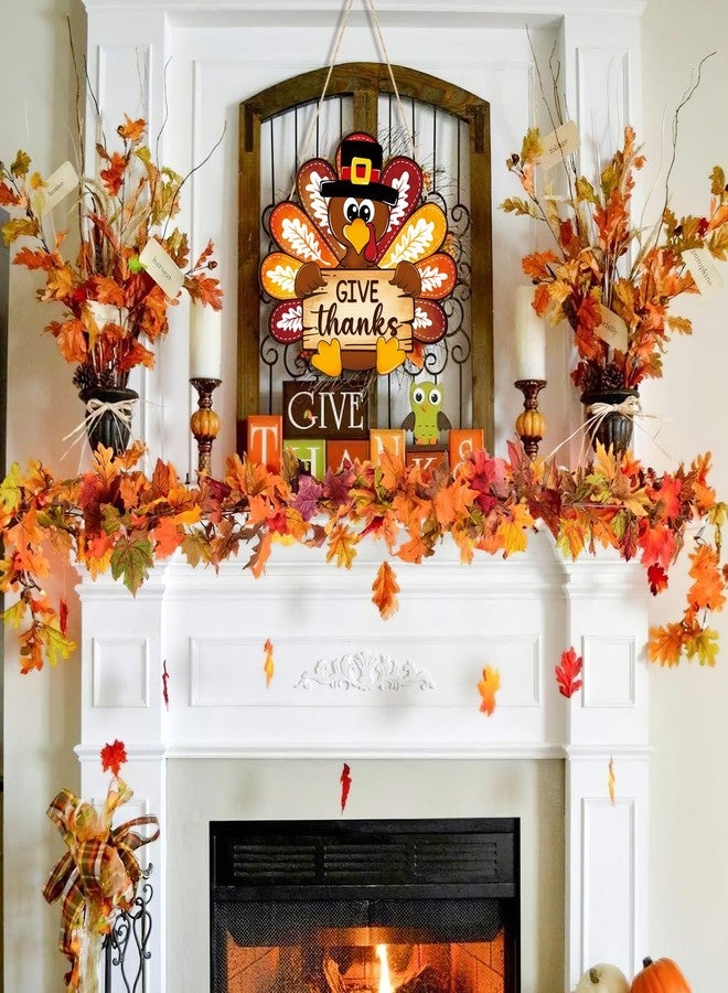 Sophena Thanksgiving Decoration Wooden Turkey Pumpkin Door Wreath for Front Door Sign Wall Signs, Thankful Blessed Grateful Pumpkin Sign Hanging for Fall Autumn Harvest Home Halloween Decoration - Image 5