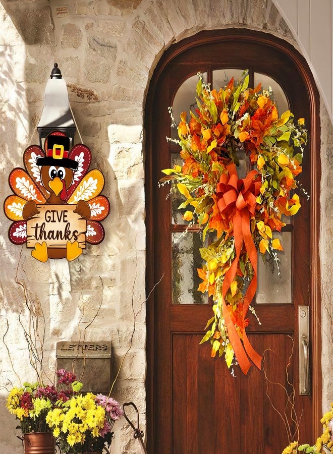 Sophena Thanksgiving Decoration Wooden Turkey Pumpkin Door Wreath for Front Door Sign Wall Signs, Thankful Blessed Grateful Pumpkin Sign Hanging for Fall Autumn Harvest Home Halloween Decoration - Image 3