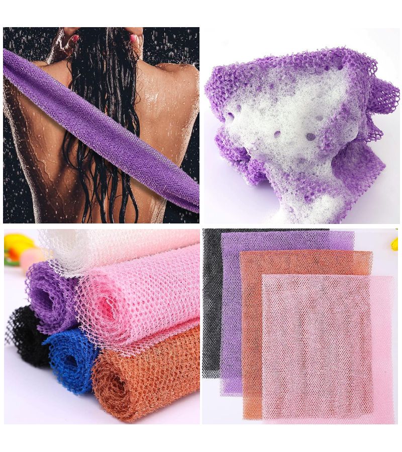 African Mesh Bath Foaming Net Blue Black For Back Cleaning Stain Removal Towel 2pcs - Image 1