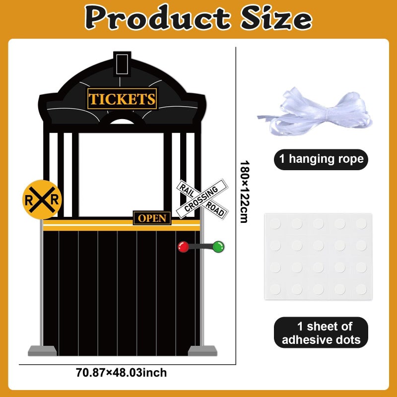 Oitnlaughter Train Ticket Hall Door Banner for Train Birthday Party Decoration Express Trains Station Hanging Banner Railroad Track Door Sign Backdrop for School Classroom Home Xmas Photo Booth Props Decor - Image 2