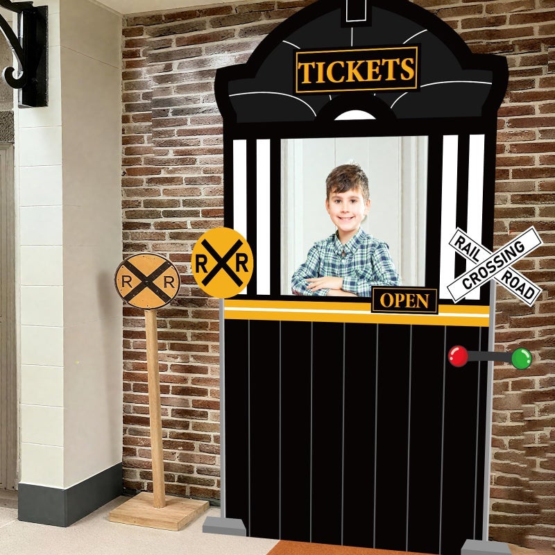 Oitnlaughter Train Ticket Hall Door Banner for Train Birthday Party Decoration Express Trains Station Hanging Banner Railroad Track Door Sign Backdrop for School Classroom Home Xmas Photo Booth Props Decor - Image 4