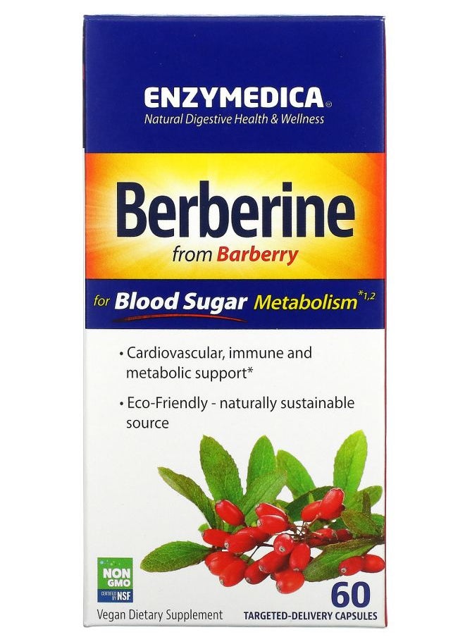 ENZYMEDICA Berberine for Blood Sugar Metabolism 60 Targeted-Delivery Capsules 