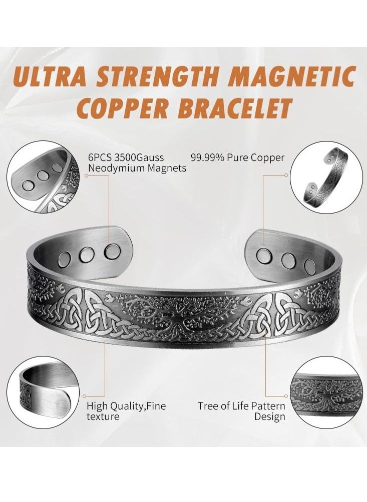 Generic - Copper Bracelet for Men Tree of Life Magnetic Therapy Viking Jewelry 7.5inches Adjustable - Image 1
