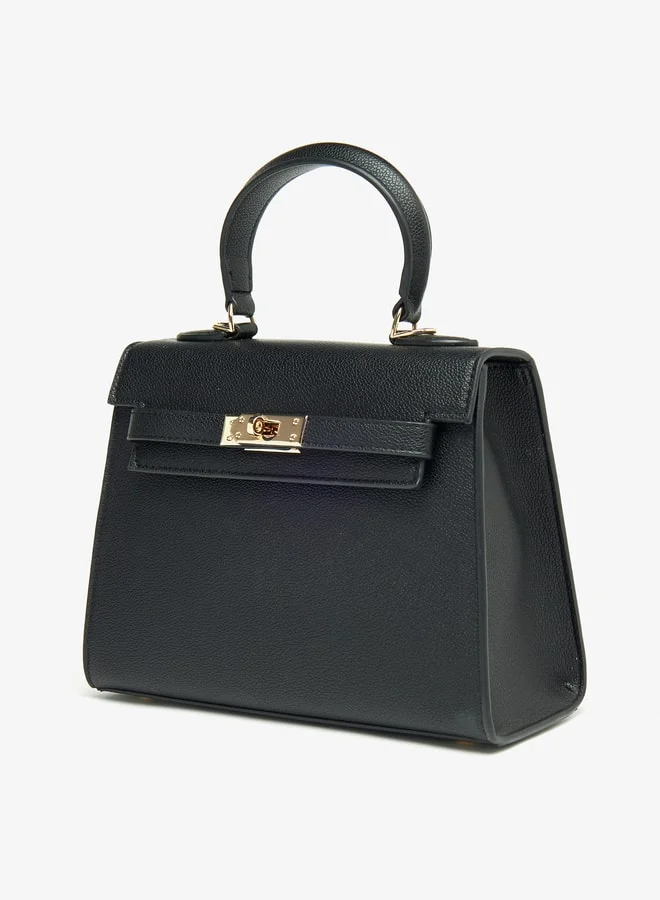 لو كونفورت Women Solid Satchel Bag with Detachable Strap and Button Closure