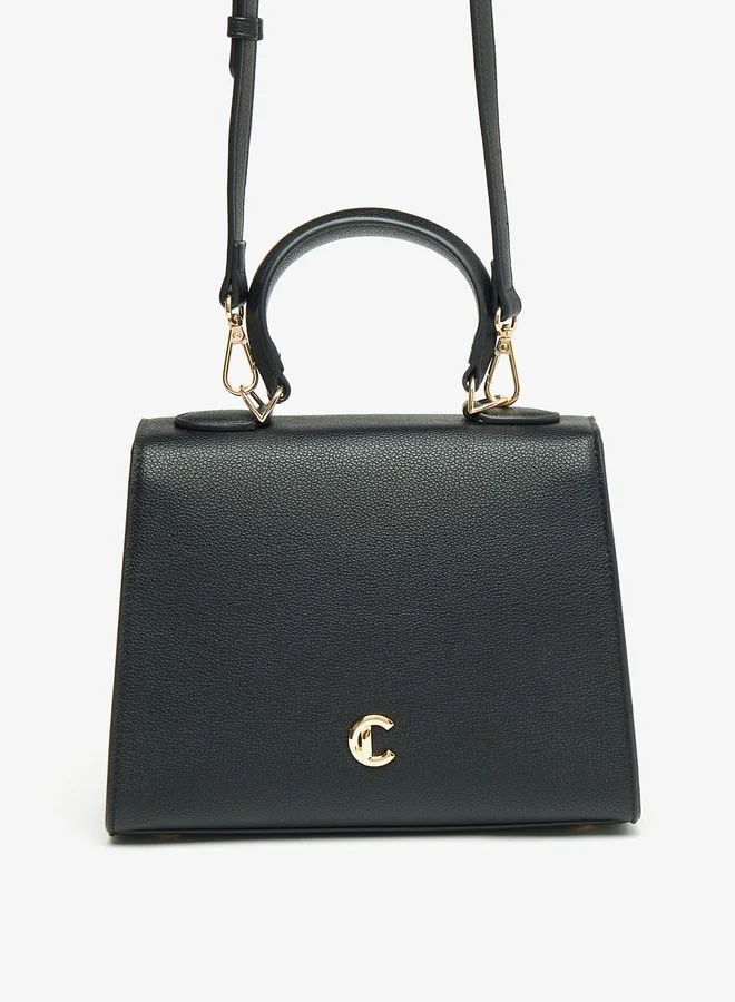 لو كونفورت Women Solid Satchel Bag with Detachable Strap and Button Closure