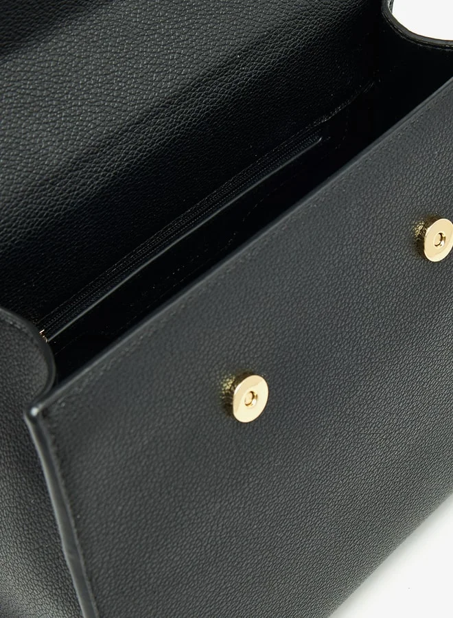لو كونفورت Women Solid Satchel Bag with Detachable Strap and Button Closure