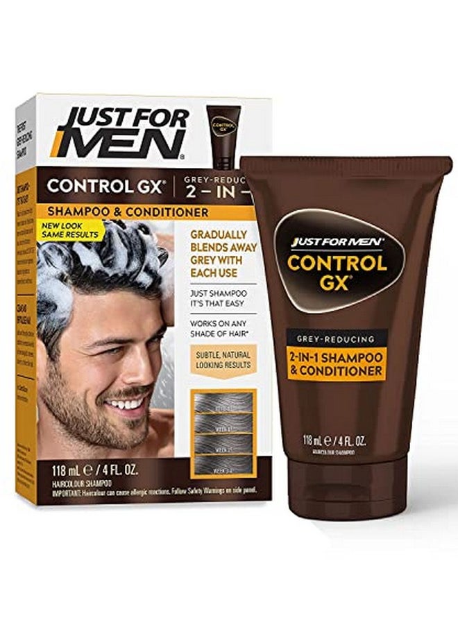 Just For Men شامبو Control Gx 2N1 لتقليل الشعر الرمادي، 4 أونصة، علبة (118 مل) (عبوة من قطعتين)  - Image 1