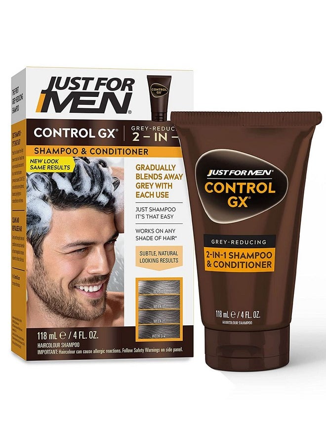 Just For Men شامبو Control Gx 2N1 لتقليل الشعر الرمادي، 4 أونصة، علبة (118 مل) (عبوة من قطعتين)  - Image 2