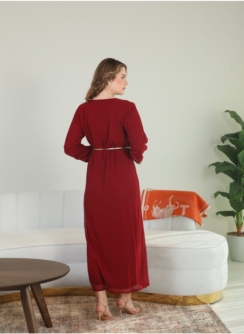Bint Al Bilad Bint Al Bilad Women's Summer Long Luxury Jalabiya | Full-Length Kaftan Dress for Ramadan, Eid Ul Fitr, Wedding, Special Occasions | Embroidered Saudi Abaya | Modest Islamic Clothing  - Image 3